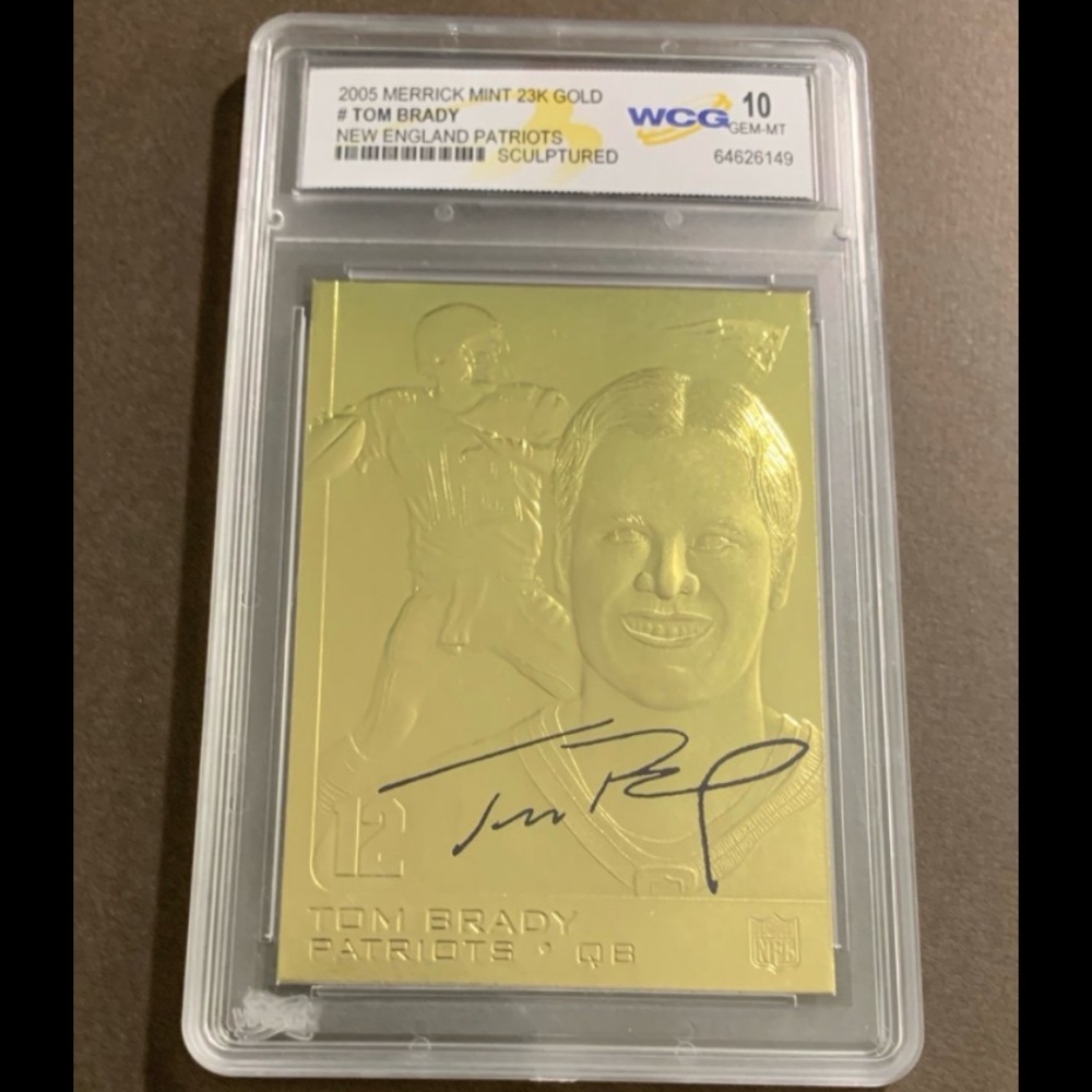 TOM BRADY GOLD BAR AUTO FACSIMILE AUTOGRAPH FOOTBALL CARD - GEM 10 NFL PATRIOTS - Picture 4 of 5